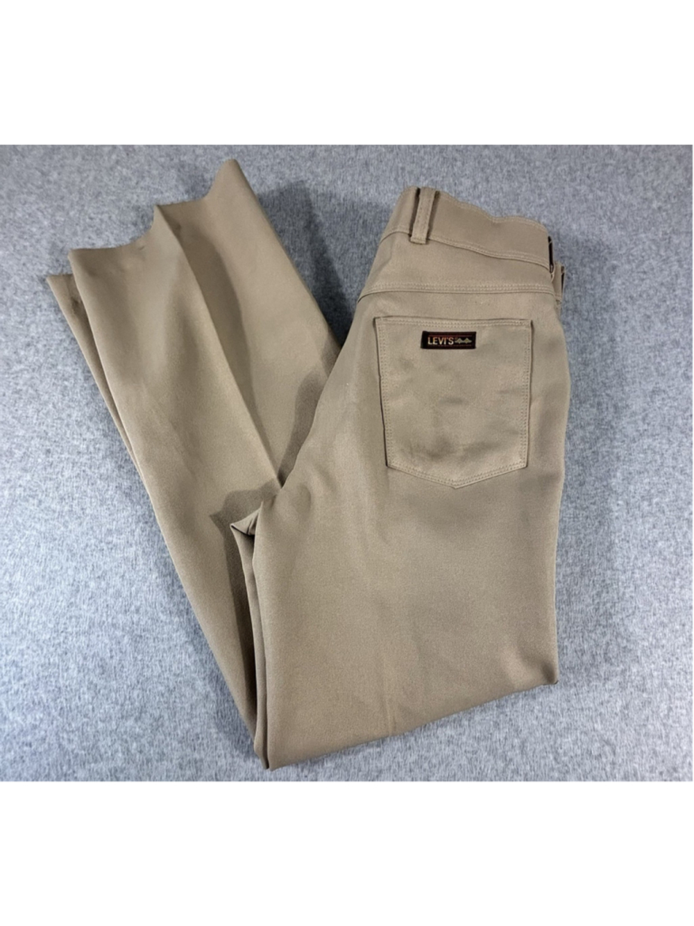 Vintage Levi’s Action Slacks Khaki Tan Polyester Pants Mens Straight Leg USA